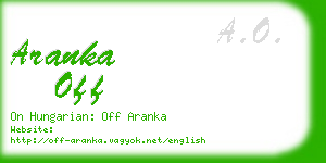 aranka off business card